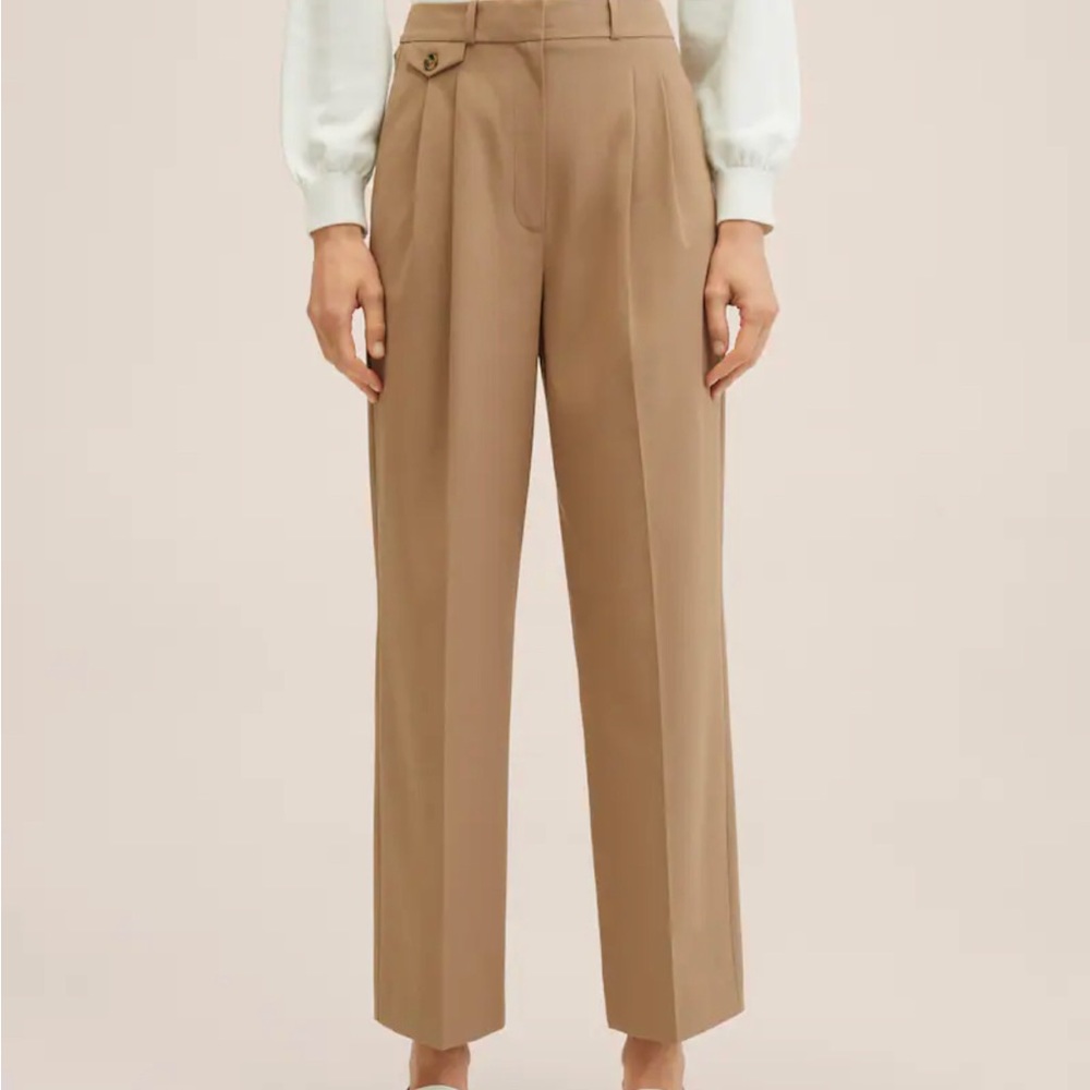 Mango Tan Trouser “Pockets Straight Pants” New Without Tags